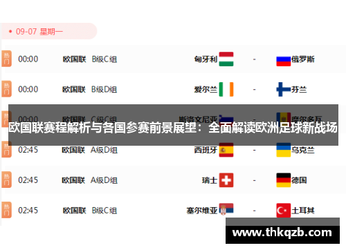 欧国联赛程解析与各国参赛前景展望：全面解读欧洲足球新战场